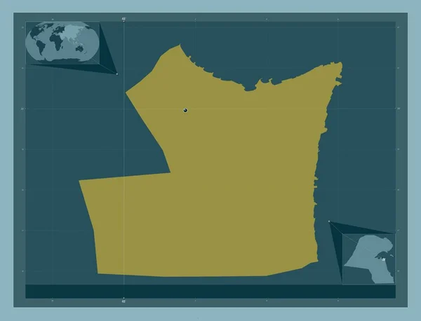 Hawalli Província Kuwait Forma Cor Sólida Mapa Localização Auxiliar Canto — Fotografia de Stock