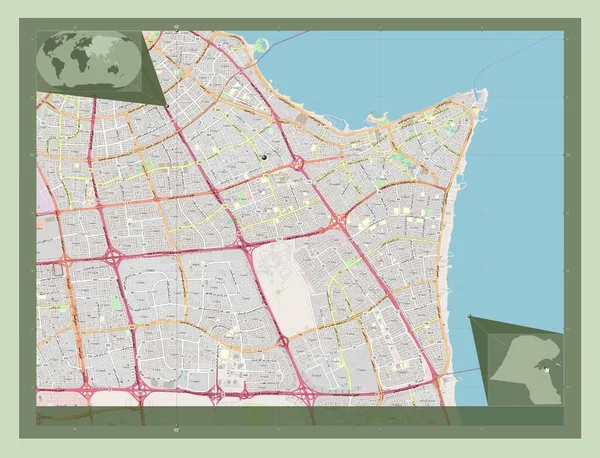 Хаваллі Провінція Кувейт Відкрита Карта Вулиць Кутові Допоміжні Карти Місцезнаходження — стокове фото