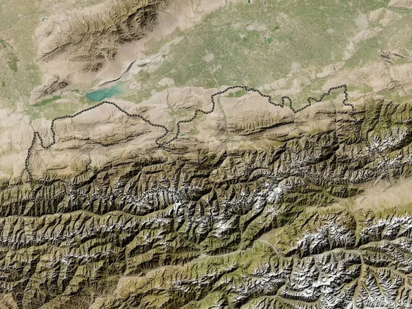 Batken Provincia Kirguistán Mapa Satelital Baja Resolución —  Fotos de Stock