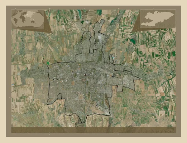 Biskek Město Kyrgyzstán Satelitní Mapa Vysokým Rozlišením Umístění Velkých Měst — Stock fotografie