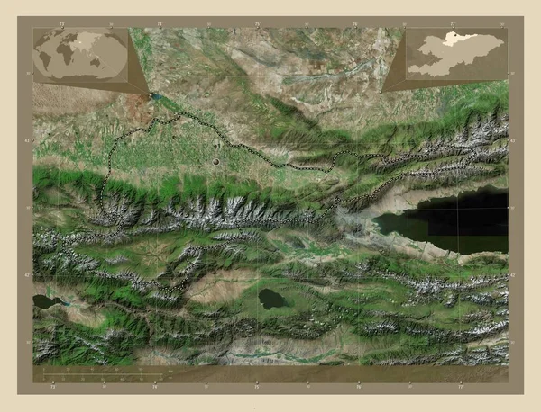 Chuy Provincie Kyrgyzstán Satelitní Mapa Vysokým Rozlišením Pomocné Mapy Polohy — Stock fotografie