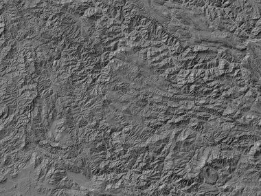 Houaphan, Laos vilayeti. Gölleri ve nehirleri olan çift seviyeli yükseklik haritası