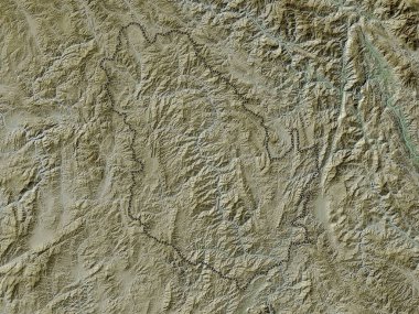 Phongsali, Laos vilayeti. Yükseklik haritası göller ve nehirlerle wiki stilinde renklendirilmiştir