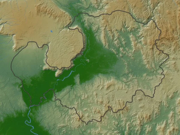 Attapu Província Laos Mapa Elevação Colorido Com Lagos Rios — Fotografia de Stock