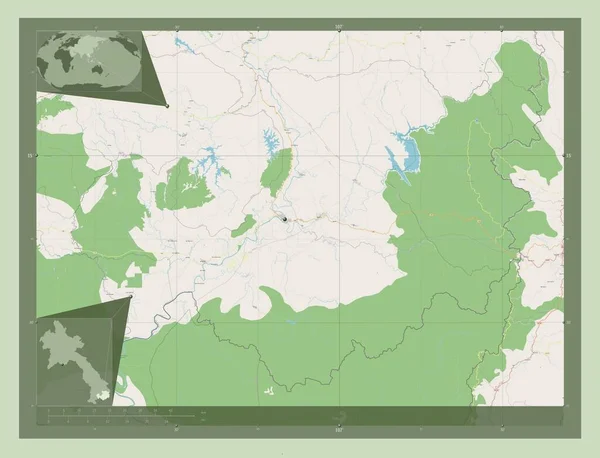 Аттапу Провинция Лаос Карта Улиц Вспомогательные Карты Расположения Углов — стоковое фото