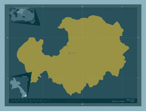 Attapu Provincia Del Laos Forma Tinta Unita Località Nomi Delle — Foto Stock