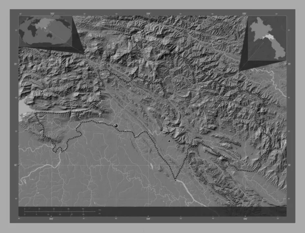 Bolikhamxai Provincie Laos Hoogteplattegrond Met Meren Rivieren Locaties Van Grote — Stockfoto