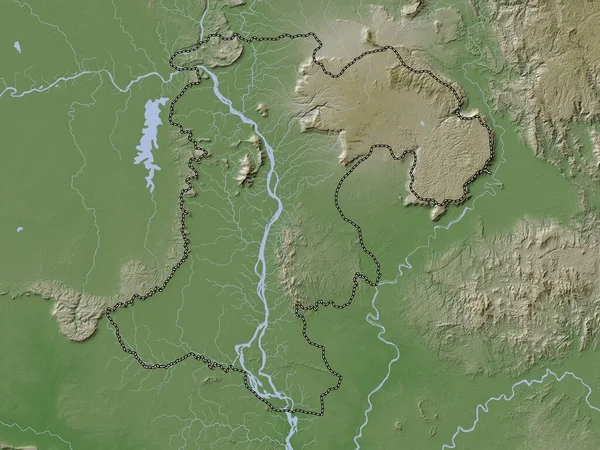 Champasak Provinz Laos Höhenkarte Wiki Stil Mit Seen Und Flüssen — Stockfoto