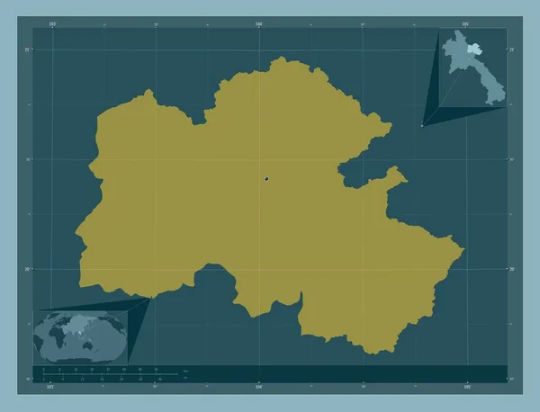 Houaphan Provincie Laos Pevný Barevný Tvar Umístění Velkých Měst Regionu — Stock fotografie