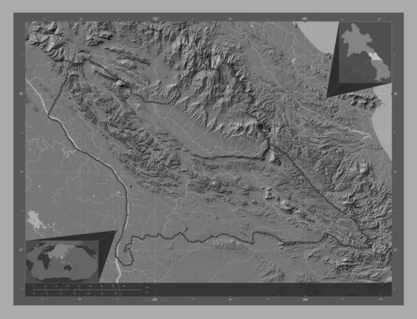 Khammouan Επαρχία Λάος Bilevel Υψομετρικός Χάρτης Λίμνες Και Ποτάμια Γωνιακοί — Φωτογραφία Αρχείου