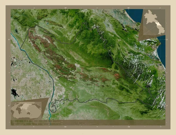 Khammouan Provincie Laos Satelitní Mapa Vysokým Rozlišením Umístění Velkých Měst — Stock fotografie