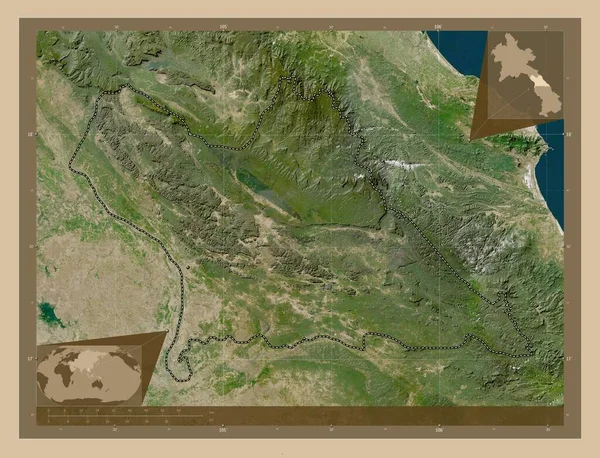 Khammouan Provincia Laos Mapa Satelital Baja Resolución Mapas Ubicación Auxiliares —  Fotos de Stock