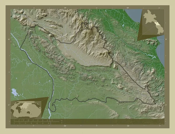 Khammouan Provincia Del Laos Mappa Elevazione Colorata Stile Wiki Con — Foto Stock
