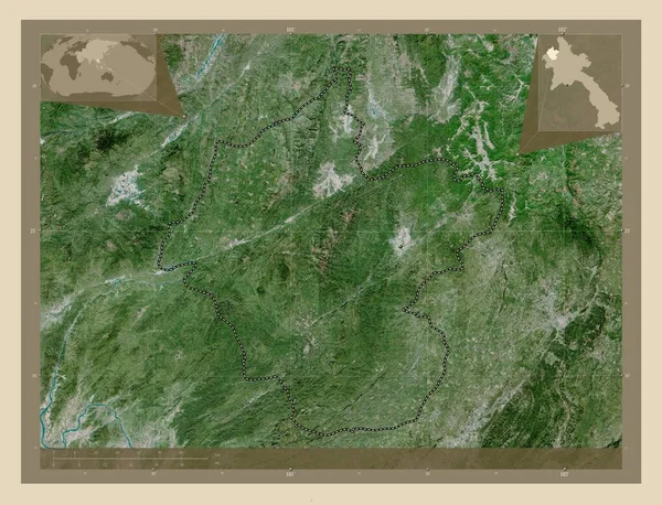 Λουάνγκ Νάμθα Επαρχία Λάος Υψηλής Ανάλυσης Δορυφορικός Χάρτης Γωνιακοί Χάρτες — Φωτογραφία Αρχείου