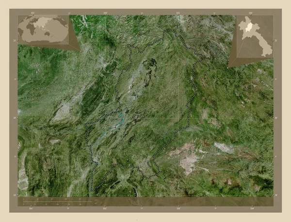 老挝省的Louangphrabang 高分辨率卫星地图 角辅助位置图 — 图库照片