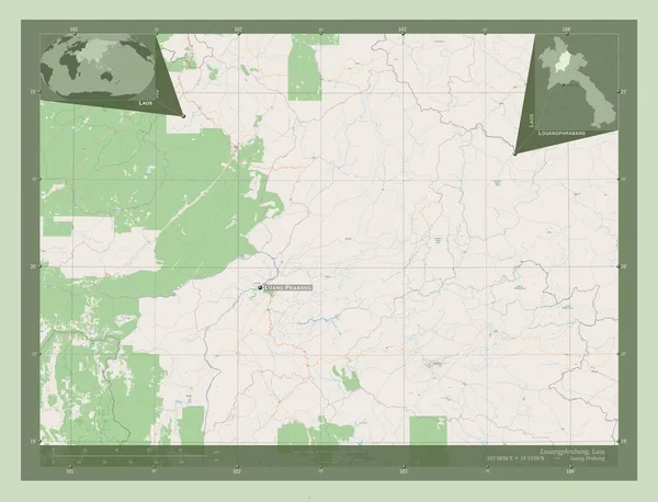 Louangphrabang Provincia Laos Open Street Map Ubicaciones Nombres Las Principales —  Fotos de Stock