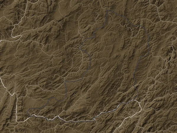 Oudomxai Provincia Del Laos Mappa Elevazione Colorata Toni Seppia Con — Foto Stock