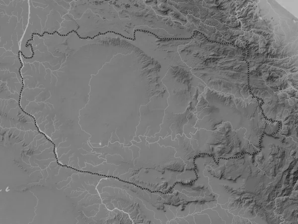 Саваннакхет Провинция Лаос Карта Высот Оттенках Серого Озерами Реками — стоковое фото