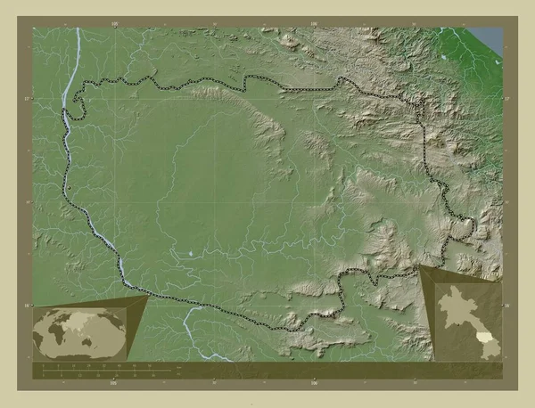 Savannakhet Province Laos Elevation Map Colored Wiki Style Lakes Rivers — Stock Photo, Image