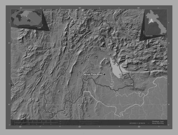 Єнтьян Провінція Лаос Білевелівська Карта Висот Озерами Річками Місця Розташування — стокове фото