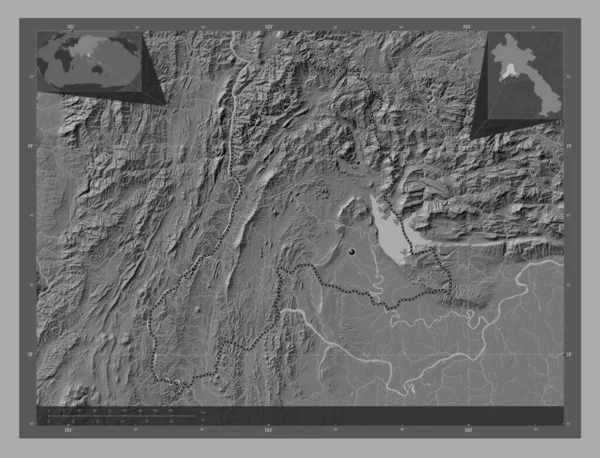 Вьентьян Провинция Лаос Карта Рельефа Билевела Озерами Реками Места Расположения — стоковое фото