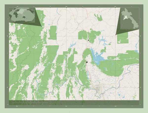 Vientiane Provincie Laos Open Plattegrond Locaties Van Grote Steden Van — Stockfoto