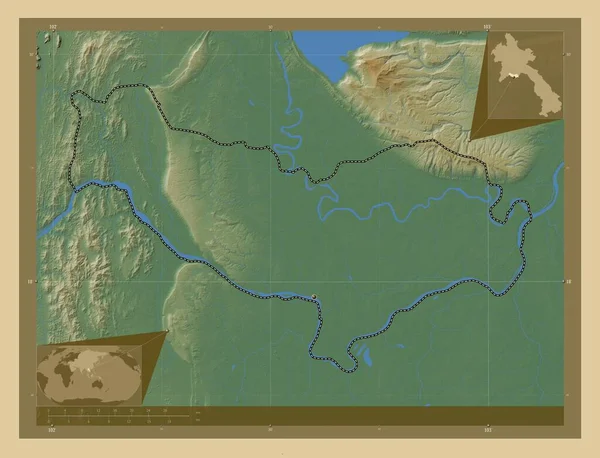 Νομός Βιεντιάν Νομός Λάος Χρωματιστός Υψομετρικός Χάρτης Λίμνες Και Ποτάμια — Φωτογραφία Αρχείου