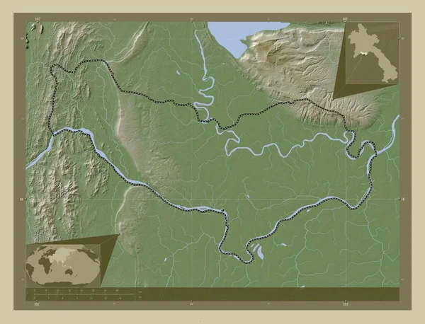 Prefectura Vientiane Prefectura Laos Mapa Elevación Coloreado Estilo Wiki Con —  Fotos de Stock