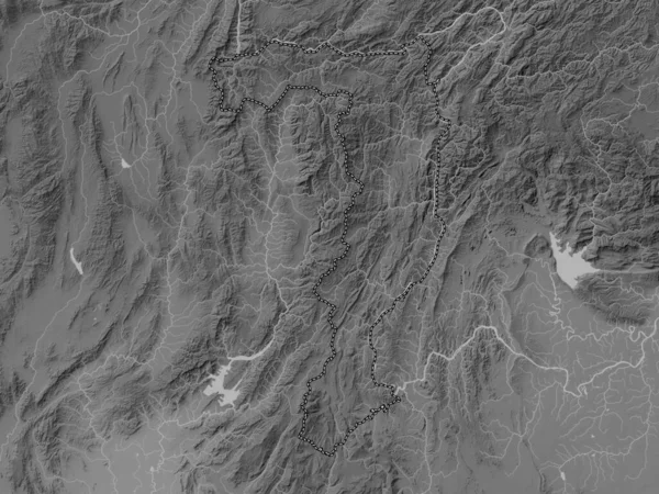 Ксеньябури Провинция Лаос Карта Высот Оттенках Серого Озерами Реками — стоковое фото