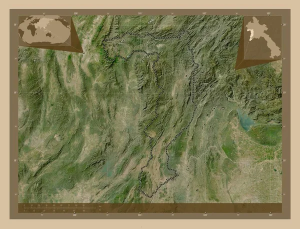 Xaignabouri Província Laos Mapa Satélite Baixa Resolução Locais Das Principais — Fotografia de Stock