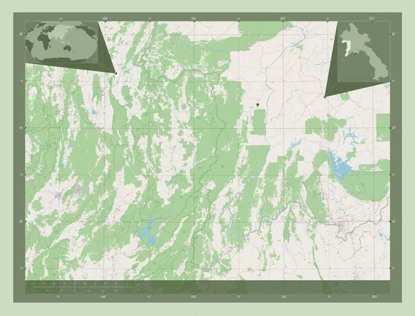 Xaignabouri Provincia Del Laos Mappa Stradale Aperta Località Delle Principali — Foto Stock