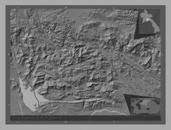 Xaisomboun Spezielle Region Von Laos Karte Mit Seen Und Flüssen — Stockfoto