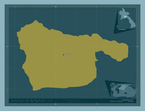 Xaisomboun Särskild Region Laos Fast Färgform Platser Och Namn Större — Stockfoto