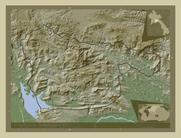 Xaisomboun Ειδική Περιοχή Του Λάος Υψόμετρο Χάρτη Χρωματισμένο Στυλ Wiki — Φωτογραφία Αρχείου