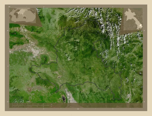 Ζέκονγκ Επαρχία Λάος Υψηλής Ανάλυσης Δορυφορικός Χάρτης Γωνιακοί Χάρτες Βοηθητικής — Φωτογραφία Αρχείου