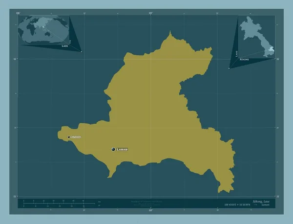 Xekong Provincia Del Laos Forma Tinta Unita Località Nomi Delle — Foto Stock