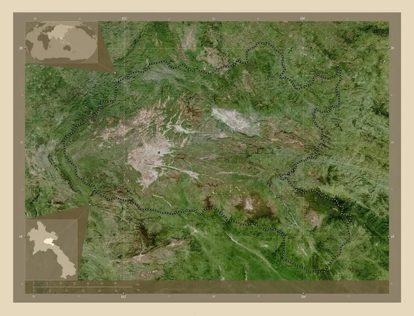 Xiangkhoang Provincia Laos Mapa Satelital Alta Resolución Ubicaciones Las Principales —  Fotos de Stock
