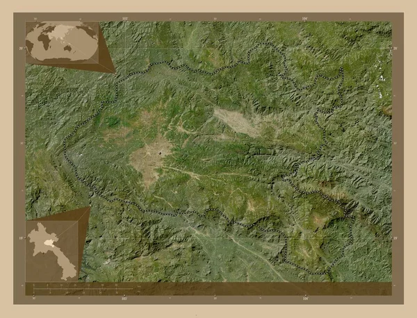 Xiangkhoang Laos Bölgesi Düşük Çözünürlüklü Uydu Köşedeki Yedek Konum Haritaları — Stok fotoğraf
