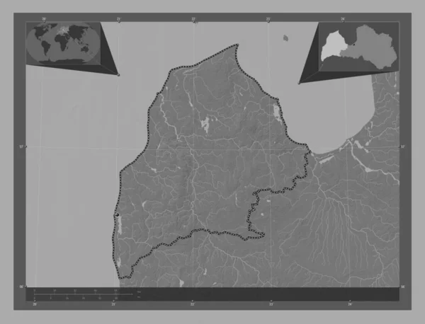 Kurzeme Província Letónia Bilevel Mapa Elevação Com Lagos Rios Mapa — Fotografia de Stock