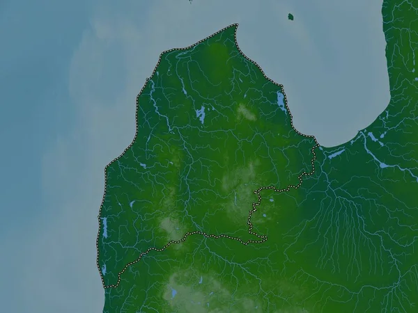 Kurzeme Επαρχία Της Λετονίας Χρωματιστός Υψομετρικός Χάρτης Λίμνες Και Ποτάμια — Φωτογραφία Αρχείου