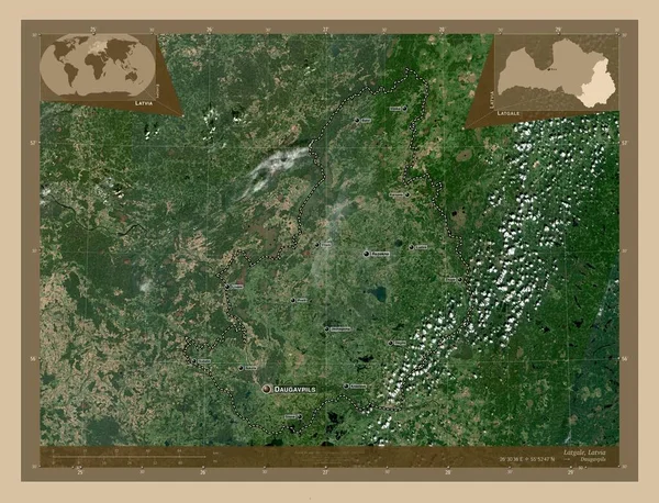 Latgale Επαρχία Της Λετονίας Δορυφορικός Χάρτης Χαμηλής Ανάλυσης Τοποθεσίες Και — Φωτογραφία Αρχείου