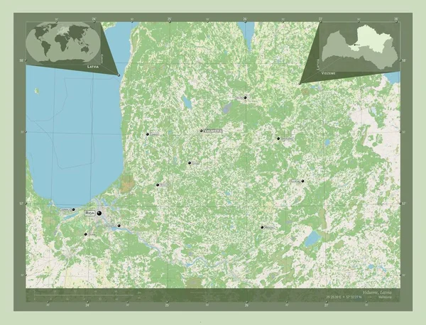 Vidzeme Província Letónia Abrir Mapa Rua Locais Nomes Das Principais — Fotografia de Stock