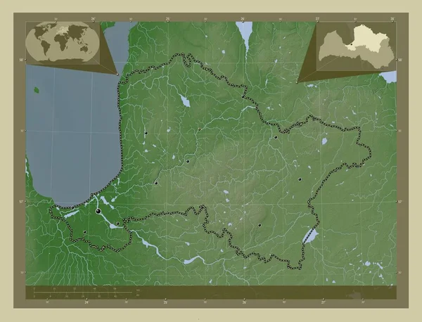 Vidzeme Provinsen Lettland Höjd Karta Färgad Wiki Stil Med Sjöar — Stockfoto