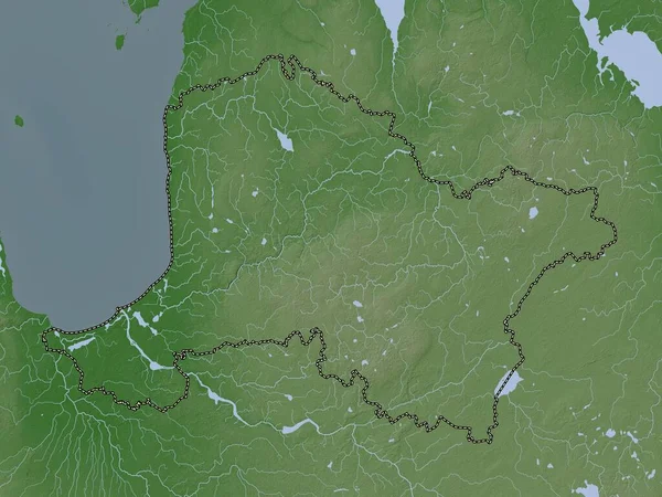 Vidzeme Letonya Vilayeti Yükseklik Haritası Göller Nehirlerle Wiki Stilinde Renklendirilmiştir — Stok fotoğraf