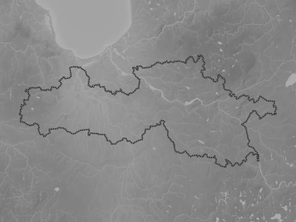 Zemgale Provinz Lettland Graustufen Höhenkarte Mit Seen Und Flüssen — Stockfoto