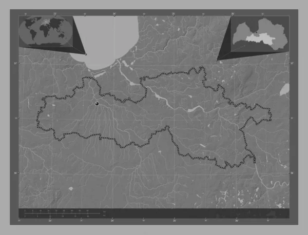 Zemgale Provincia Letonia Mapa Elevación Bilevel Con Lagos Ríos Mapas —  Fotos de Stock