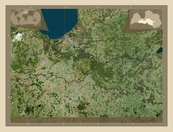 Zemgale Provincie Lotyšsko Satelitní Mapa Vysokým Rozlišením Umístění Velkých Měst — Stock fotografie