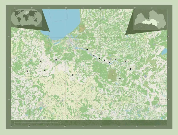 Земгале Провінція Латвія Відкрита Карта Вулиць Розташування Великих Міст Регіону — стокове фото