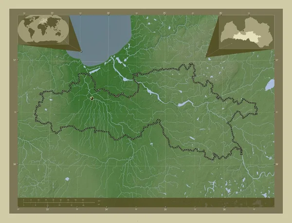 Земгале Провінція Латвія Висота Карти Забарвлена Вікі Стилі Озерами Річками — стокове фото