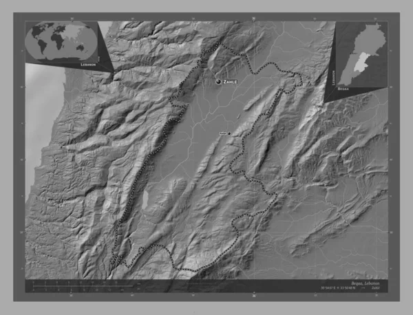 Beqaa Κυβερνήτης Του Λιβάνου Bilevel Υψομετρικός Χάρτης Λίμνες Και Ποτάμια — Φωτογραφία Αρχείου